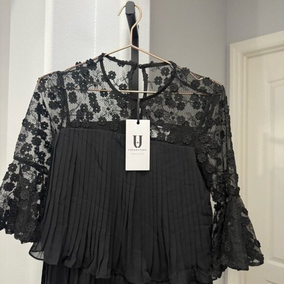 Modcloth U Collection Forever Unique Black Lace Floral Dress Goth Fairy Size 2 - Picture 3 of 6